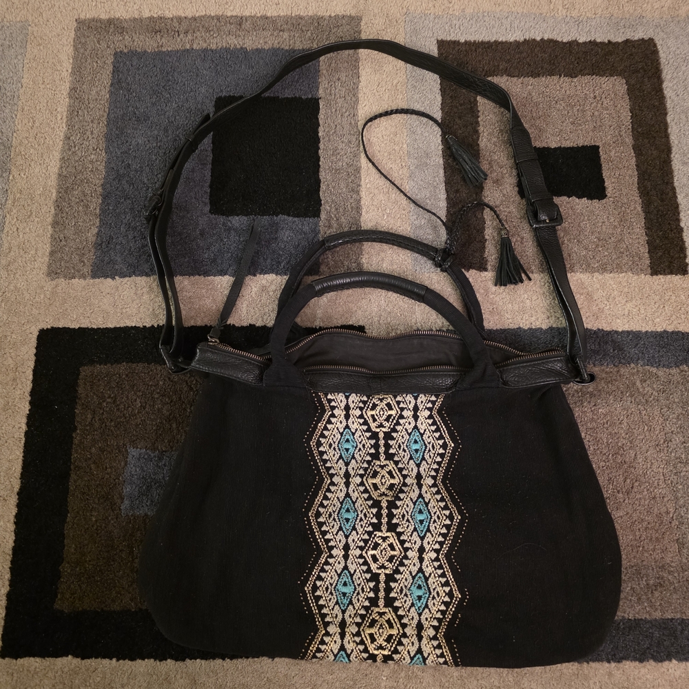 Cleobella Weekender Bag x Lucky Brand Embroidered Canvas Shoulder Bag Boho - Picture 2 of 11